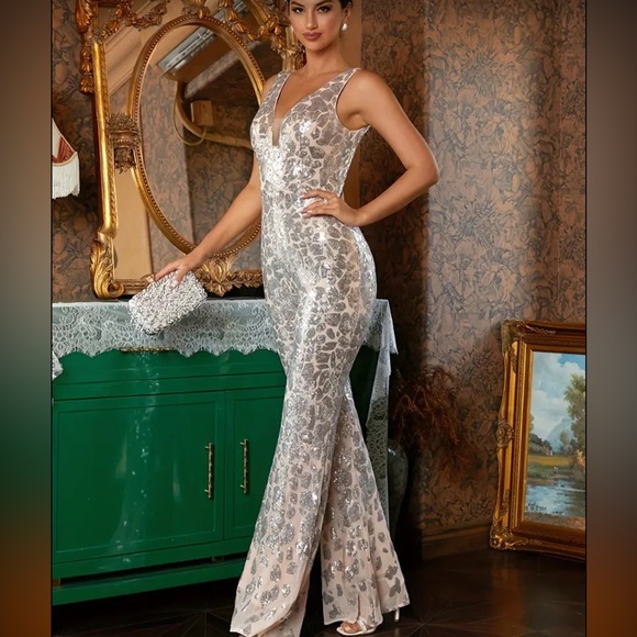 Miss Ord Pants - Backless sequin leopard Jumpsuit